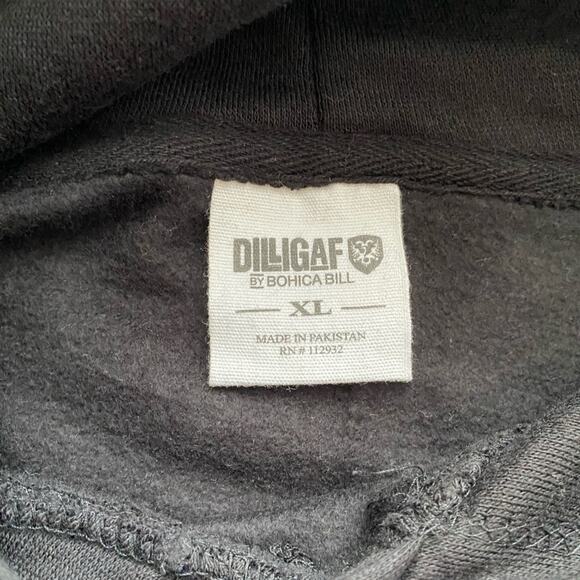NWT Dilligaf By Bohoica Bill Men’s Hoodie Sweatshirt Size X-Large Color Black - Picture 2 of 6